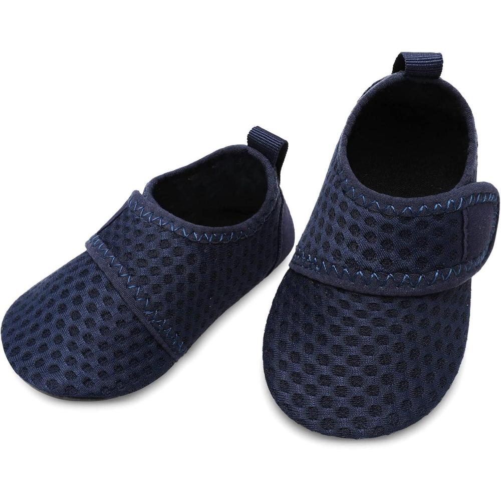 imageLRUN Baby Water Shoes Barefoot Walking Shoes Infant Aqua Sock Swim Shoes for Beach Pool Sand Babies First Walker ShoesAll Navy Dot
