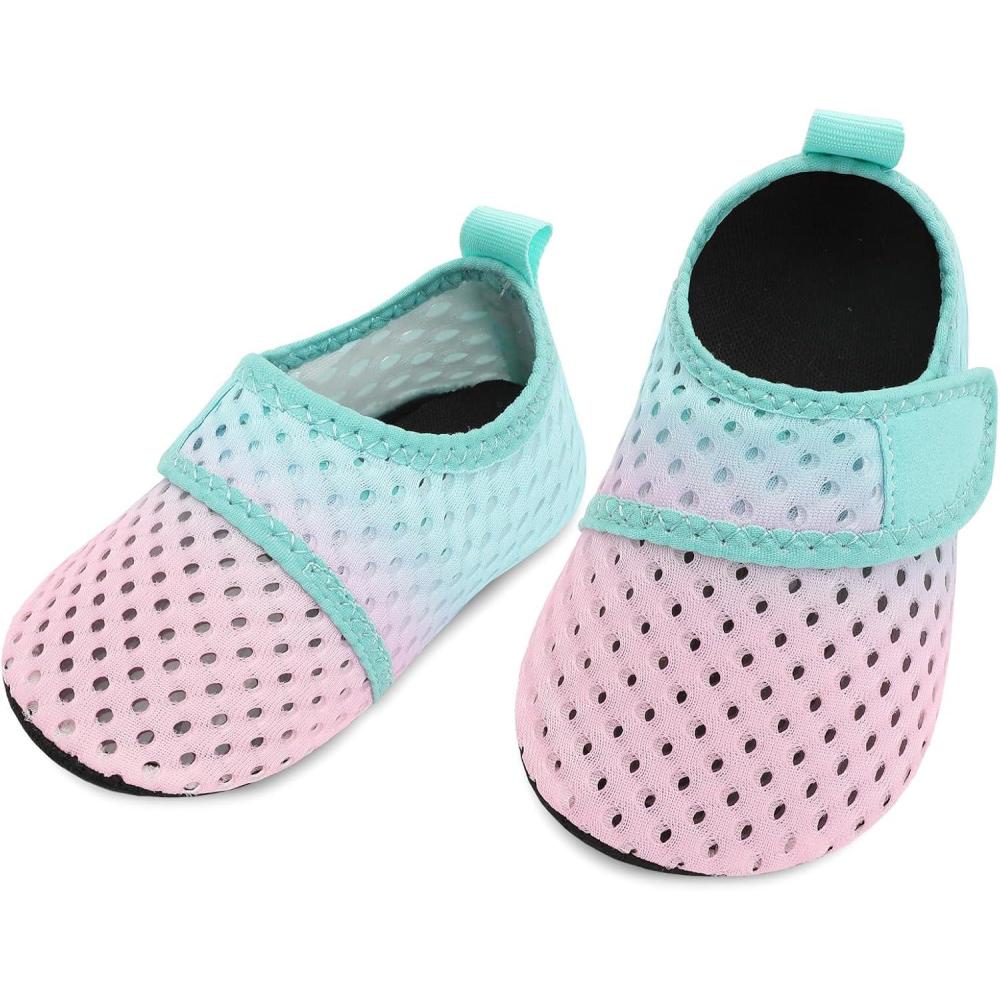 imageLRUN Baby Water Shoes Barefoot Walking Shoes Infant Aqua Sock Swim Shoes for Beach Pool Sand Babies First Walker ShoesPink Blue
