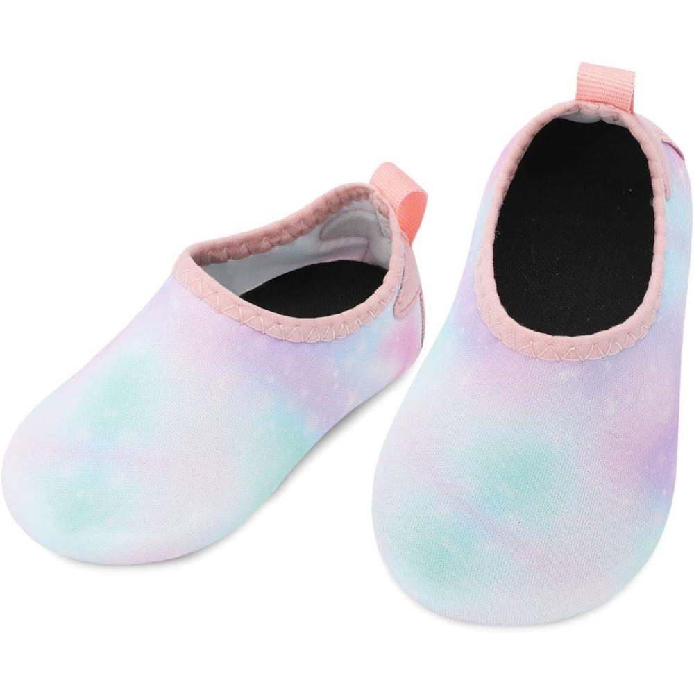 imageLRUN Baby Water Shoes Barefoot Walking Shoes Infant Aqua Sock Swim Shoes for Beach Pool Sand Babies First Walker ShoesSky Purple