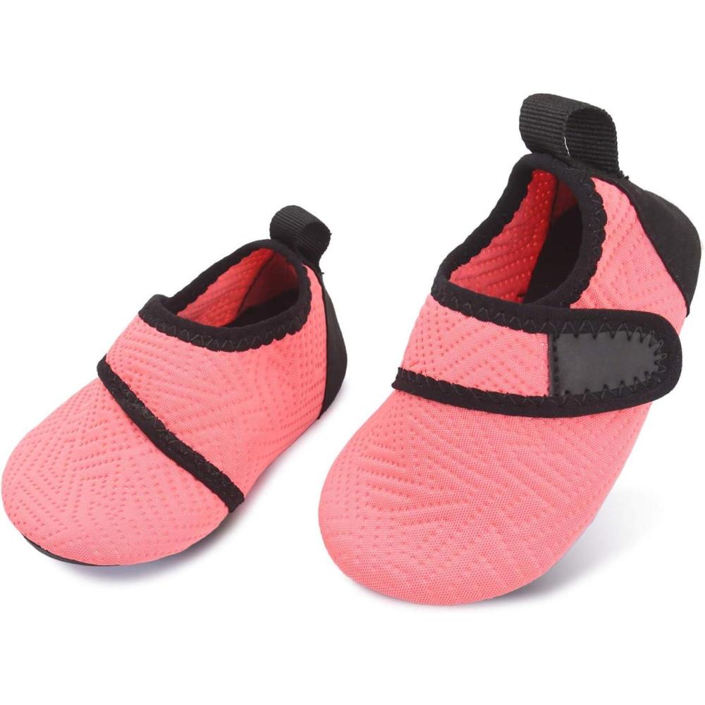 imageLRUN Baby Water Shoes Barefoot Walking Shoes Infant Aqua Sock Swim Shoes for Beach Pool Sand Babies First Walker ShoesStrip Orange