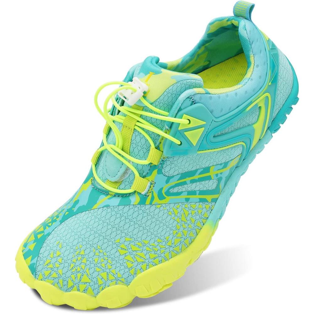 imageLRUN Barefoot Water Shoes Women Mens Aqua Sock Athletic Hiking Water Sports Shoes for Swim Beach Pool Sand Diving WalkingGlight Green