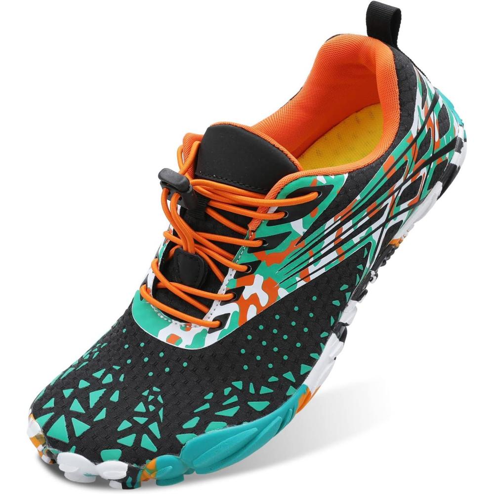 imageLRUN Barefoot Water Shoes Women Mens Aqua Sock Athletic Hiking Water Sports Shoes for Swim Beach Pool Sand Diving WalkingMblue Fusion