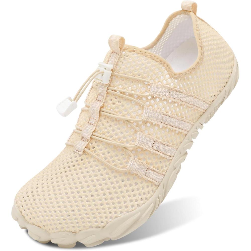 imageLRUN Barefoot Water Shoes Women Mens Aqua Sock Athletic Hiking Water Sports Shoes for Swim Beach Pool Sand Diving WalkingObeige