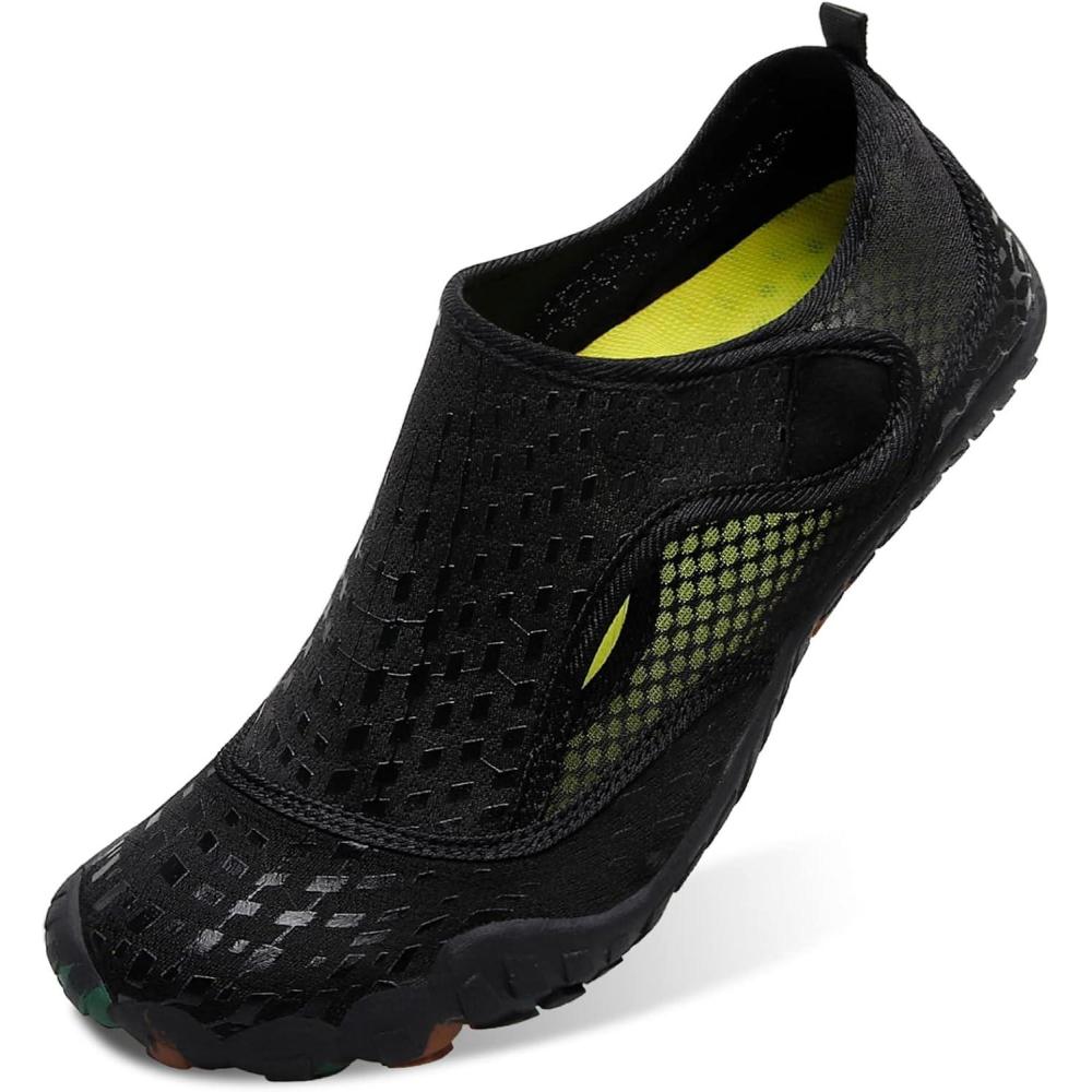 imageLRUN Barefoot Water Shoes Women Mens Aqua Sock Athletic Hiking Water Sports Shoes for Swim Beach Pool Sand Diving WalkingPblack