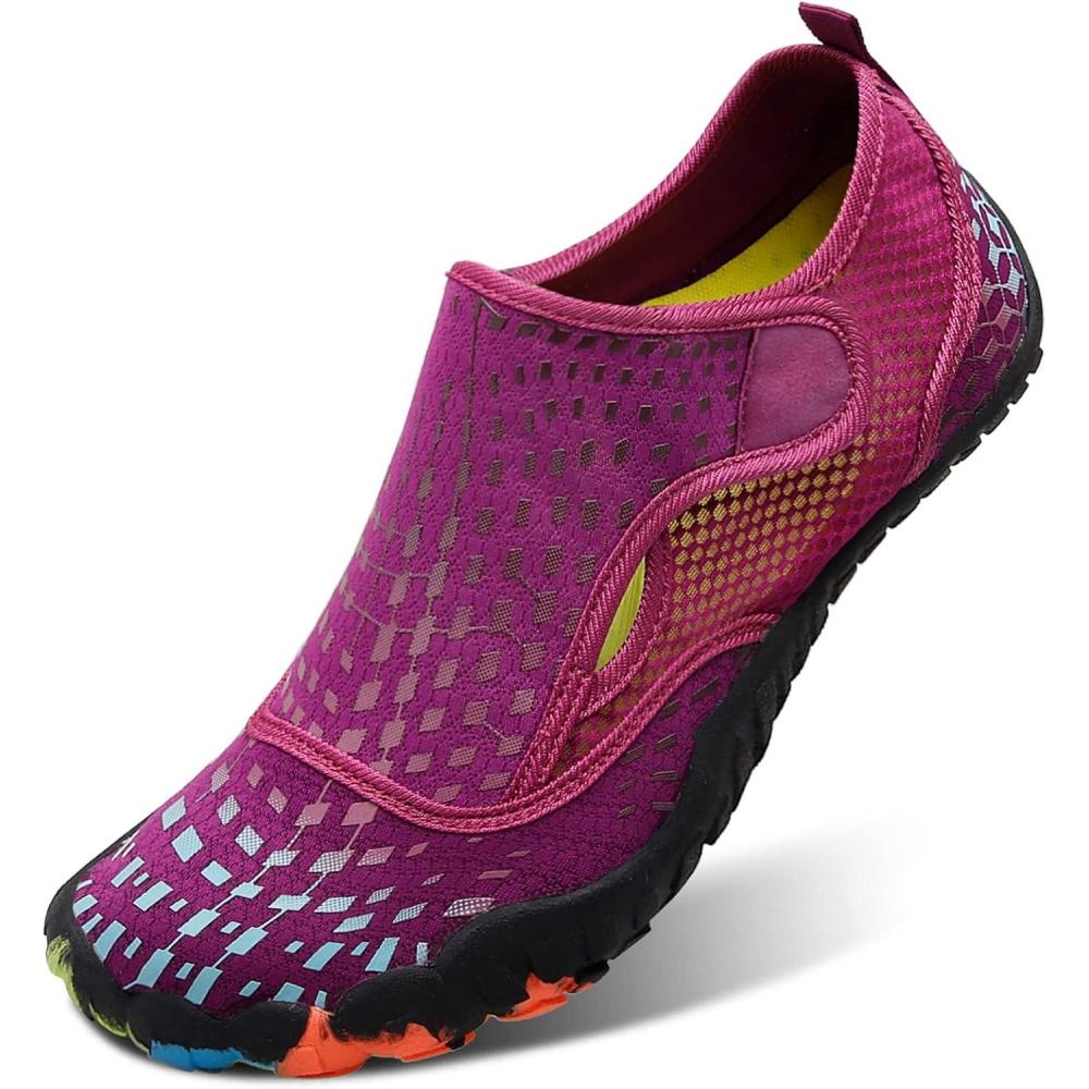 imageLRUN Barefoot Water Shoes Women Mens Aqua Sock Athletic Hiking Water Sports Shoes for Swim Beach Pool Sand Diving WalkingPpurple