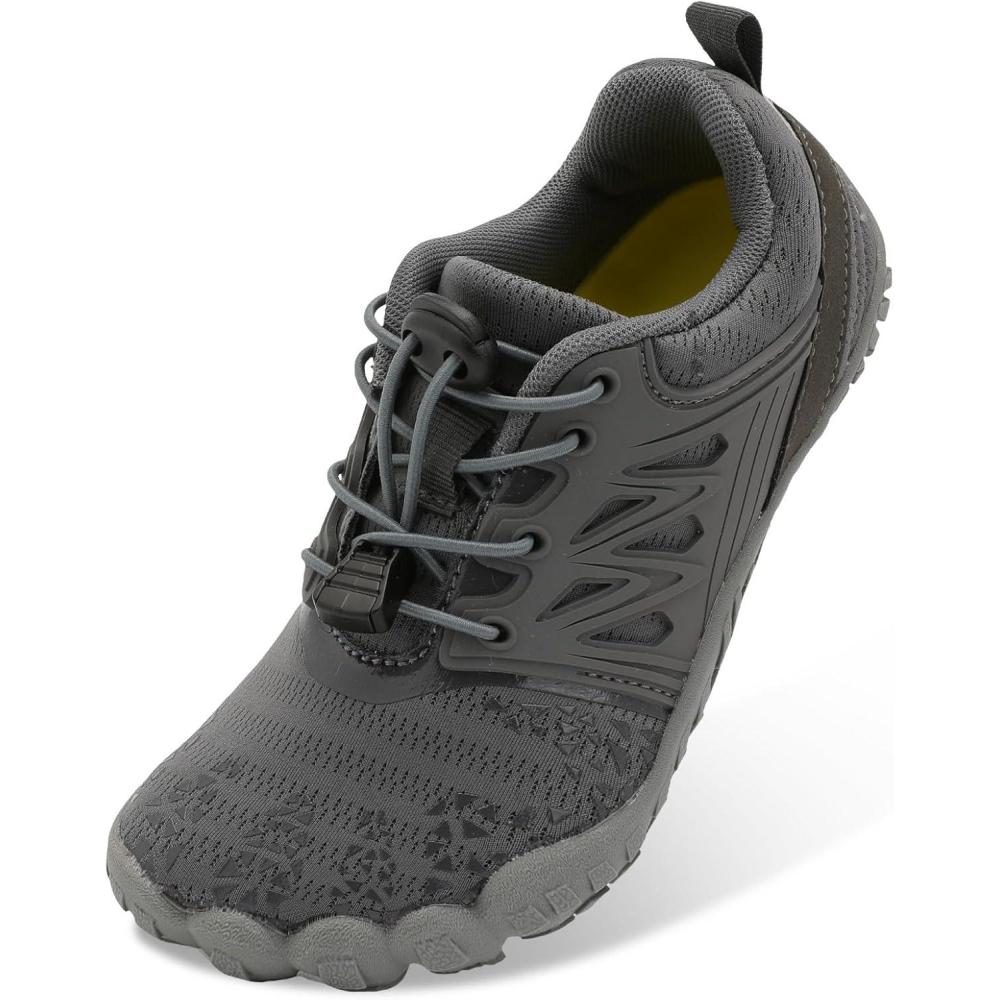 imageLRUN Kids Water Shoes Boys Girls Water Hiking Shoes Indoor Outdoor Quick Dry Athletic Sneaker ShoesDark Grey