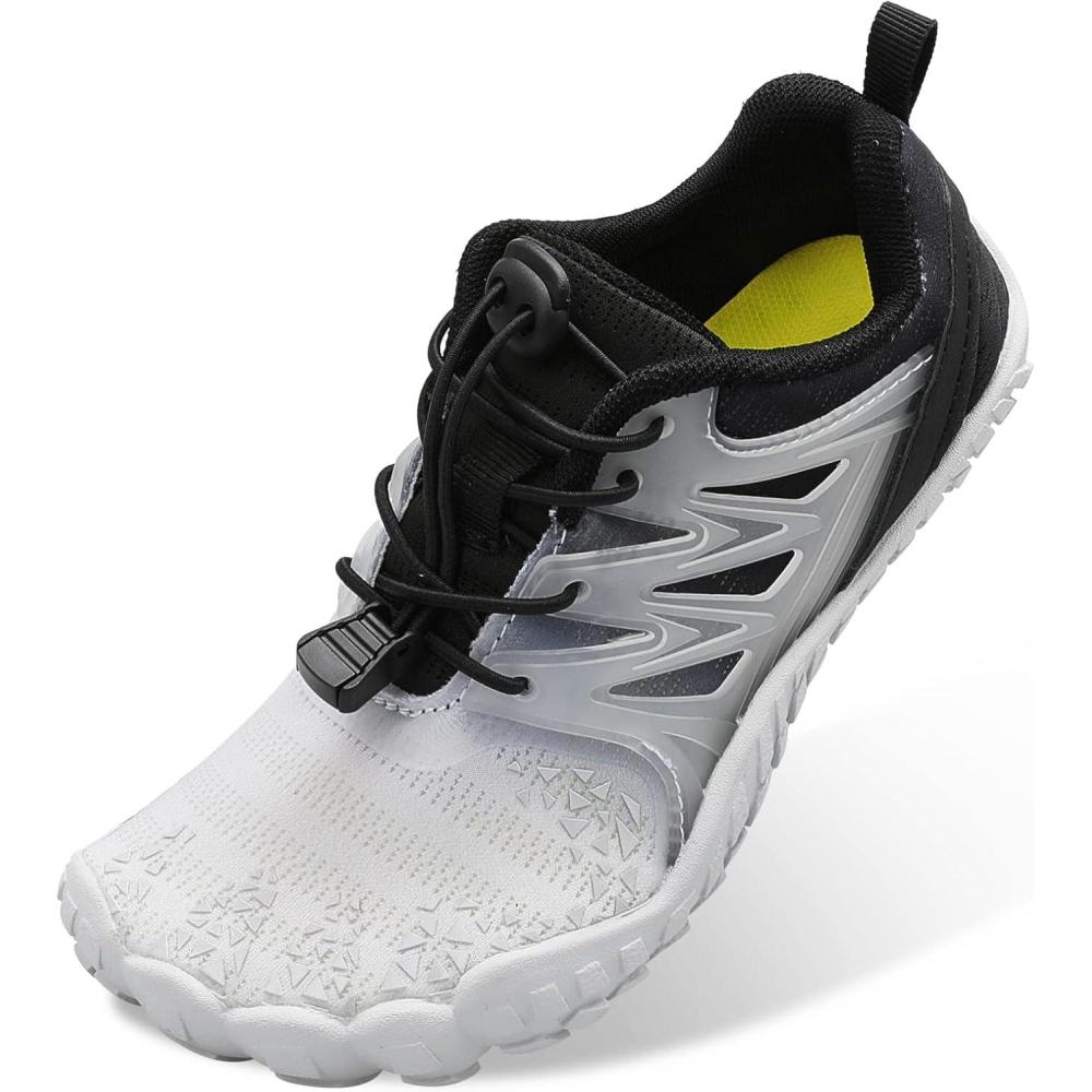 imageLRUN Kids Water Shoes Boys Girls Water Hiking Shoes Indoor Outdoor Quick Dry Athletic Sneaker ShoesGrey Black
