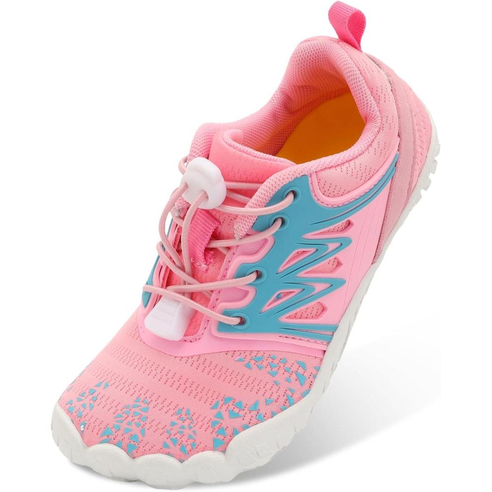 imageLRUN Kids Water Shoes Boys Girls Water Hiking Shoes Indoor Outdoor Quick Dry Athletic Sneaker ShoesPink Blue