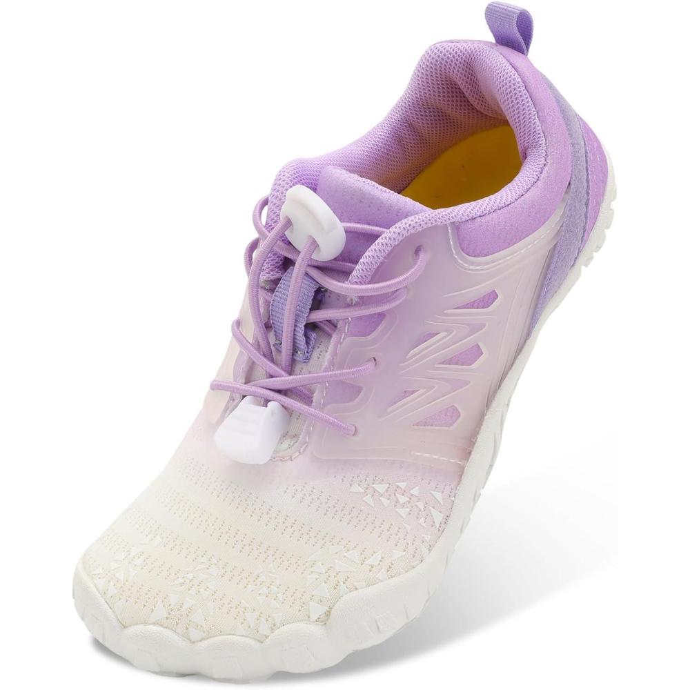 imageLRUN Kids Water Shoes Boys Girls Water Hiking Shoes Indoor Outdoor Quick Dry Athletic Sneaker ShoesWhite Purple