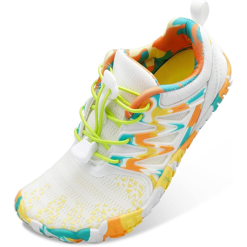 imageLRUN Kids Water Shoes Boys Girls Water Hiking Shoes Indoor Outdoor Quick Dry Athletic Sneaker ShoesWhite Yellow