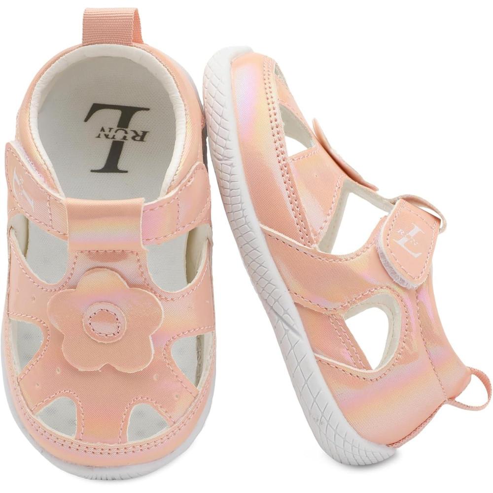 imageLRUN Toddler Mary Jane Shoes Girls Casual Barefoot Sandals Breathable Princess Dress Flats NonSlip Rubber Sole Infant First Walker Shoes for Outdoor IndoorNude