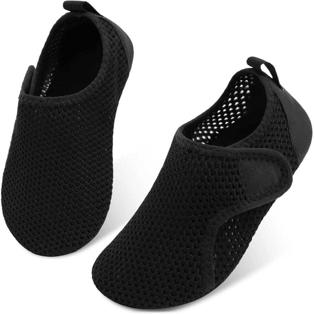 imageLRUN Toddler Water Shoes Barefoot Aqua Socks Kids Swim Shoes for Beach Pool Surfing YogaAll Black