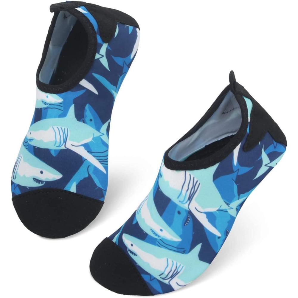 imageLRUN Toddler Water Shoes Barefoot Aqua Socks Kids Swim Shoes for Beach Pool Surfing YogaBlue