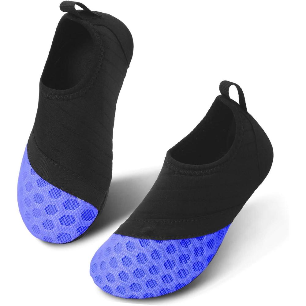 imageLRUN Toddler Water Shoes Barefoot Aqua Socks Kids Swim Shoes for Beach Pool Surfing YogaDotblue