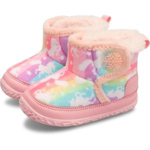 L-RUN Baby Boots for Infant Toddler Boys Girls Ankle Warm Suede Plush Lining House Slippers Little Kids Winter Shoes for Indoor Outdoor Walking(Pink Horse)