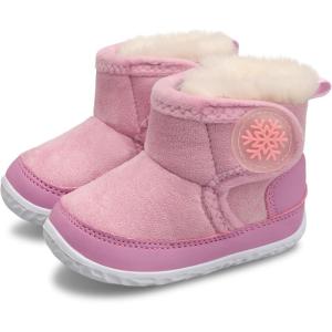 L-RUN Baby Boots for Infant Toddler Boys Girls Ankle Warm Suede Plush Lining House Slippers Little Kids Winter Shoes for Indoor Outdoor Walking(Purple)