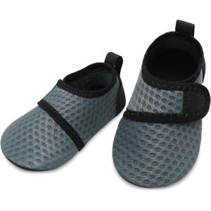 L-RUN Baby Water Shoes Barefoot Walking Shoes Infant Aqua Sock Swim Shoes for Beach Pool Sand Babies First Walker Shoes(All Grey Dot)
