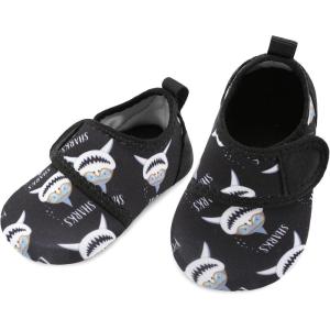 L-RUN Baby Water Shoes Barefoot Walking Shoes Infant Aqua Sock Swim Shoes for Beach Pool Sand Babies First Walker Shoes(Black Shark)