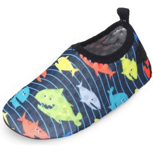 L-RUN Baby Water Shoes Barefoot Walking Shoes Infant Aqua Sock Swim Shoes for Beach Pool Sand Babies First Walker Shoes(Color Shark)