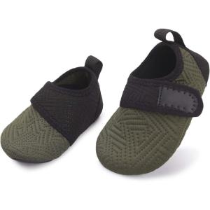 L-RUN Baby Water Shoes Barefoot Walking Shoes Infant Aqua Sock Swim Shoes for Beach Pool Sand Babies First Walker Shoes(Green)