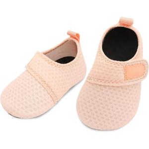 L-RUN Baby Water Shoes Barefoot Walking Shoes Infant Aqua Sock Swim Shoes for Beach Pool Sand Babies First Walker Shoes(Lotus Pink)