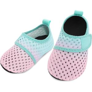L-RUN Baby Water Shoes Barefoot Walking Shoes Infant Aqua Sock Swim Shoes for Beach Pool Sand Babies First Walker Shoes(Pink Blue)