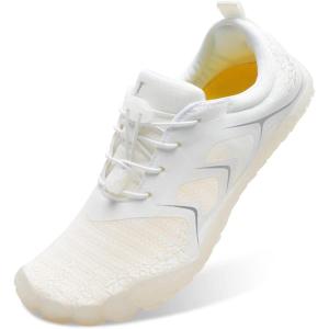 L-RUN Barefoot Water Shoes Women Mens Aqua Sock Athletic Hiking Water Sports Shoes for Swim Beach Pool Sand Diving Walking(D_white)