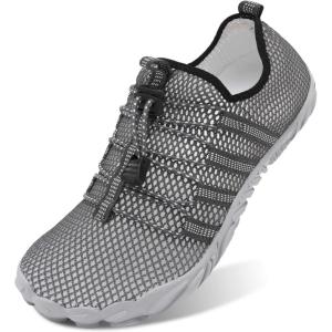 L-RUN Barefoot Water Shoes Women Mens Aqua Sock Athletic Hiking Water Sports Shoes for Swim Beach Pool Sand Diving Walking(O_dark Grey)