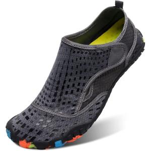 L-RUN Barefoot Water Shoes Women Mens Aqua Sock Athletic Hiking Water Sports Shoes for Swim Beach Pool Sand Diving Walking(P_grey)