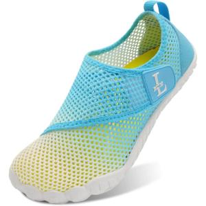 L-RUN Barefoot Water Shoes Women Mens Aqua Sock Athletic Hiking Water Sports Shoes for Swim Beach Pool Sand Diving Walking(White Blue)