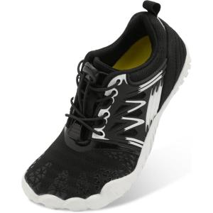 L-RUN Kids Water Shoes Boys Girls Water Hiking Shoes Indoor Outdoor Quick Dry Athletic Sneaker Shoes(Black White)