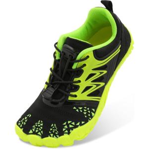 L-RUN Kids Water Shoes Boys Girls Water Hiking Shoes Indoor Outdoor Quick Dry Athletic Sneaker Shoes(Black/Green)
