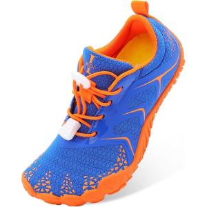 L-RUN Kids Water Shoes Boys Girls Water Hiking Shoes Indoor Outdoor Quick Dry Athletic Sneaker Shoes(B_navy Orange)
