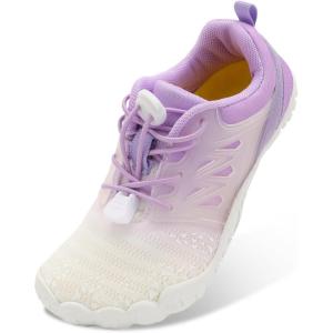 L-RUN Kids Water Shoes Boys Girls Water Hiking Shoes Indoor Outdoor Quick Dry Athletic Sneaker Shoes(White Purple)