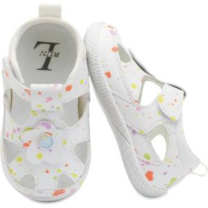 L-RUN Toddler Mary Jane Shoes Girls Casual Barefoot Sandals Breathable Princess Dress Flats Non-Slip Rubber Sole Infant First Walker Shoes for Outdoor Indoor(White Point)