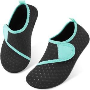 L-RUN Toddler Water Shoes Barefoot Aqua Socks Kids Swim Shoes for Beach Pool Surfing Yoga(Black Blue Strap)