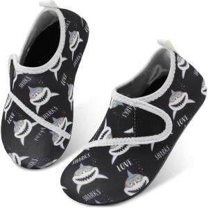 L-RUN Toddler Water Shoes Barefoot Aqua Socks Kids Swim Shoes for Beach Pool Surfing Yoga(Black Shark)