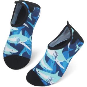 L-RUN Toddler Water Shoes Barefoot Aqua Socks Kids Swim Shoes for Beach Pool Surfing Yoga(Blue)