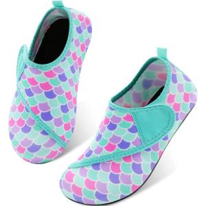 L-RUN Toddler Water Shoes Barefoot Aqua Socks Kids Swim Shoes for Beach Pool Surfing Yoga(Blue Fish Scale)