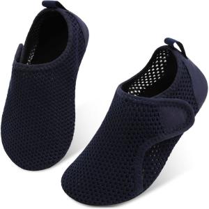 L-RUN Toddler Water Shoes Barefoot Aqua Socks Kids Swim Shoes for Beach Pool Surfing Yoga(Navy Blue)