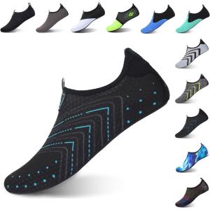 L-RUN Unisex Water Shoes Barefoot Skin Summer Swim Shoes for Run Dive Surf Beach Yoga(B_black Blue Dot)