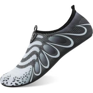 L-RUN Unisex Water Shoes Barefoot Skin Summer Swim Shoes for Run Dive Surf Beach Yoga(G Black Grey)