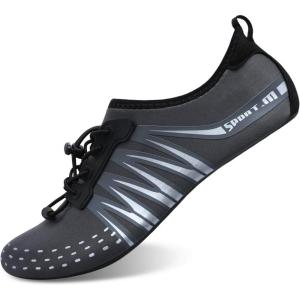 L-RUN Unisex Water Shoes Barefoot Skin Summer Swim Shoes for Run Dive Surf Beach Yoga(Strip Grey Dot)