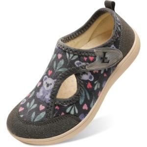 L-RUN Womens Slippers Wide Toe Box Barefoot Diabetic Shoes Women Ladies Winter House Shoes for Indoor and Outdoor(Grey Koalas)
