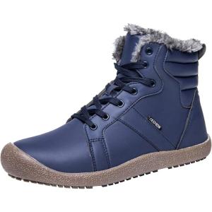L-RUN Women’s Winter Boots Waterproof Fur Lined Snow Booties Navy 7.5 M US
