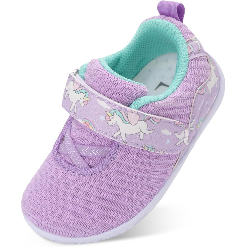 imageLRUN Boys Girls Sneakers Kids Walking Shoes for Toddler Barefoot Toddler Shoes Purple 555 Toddler