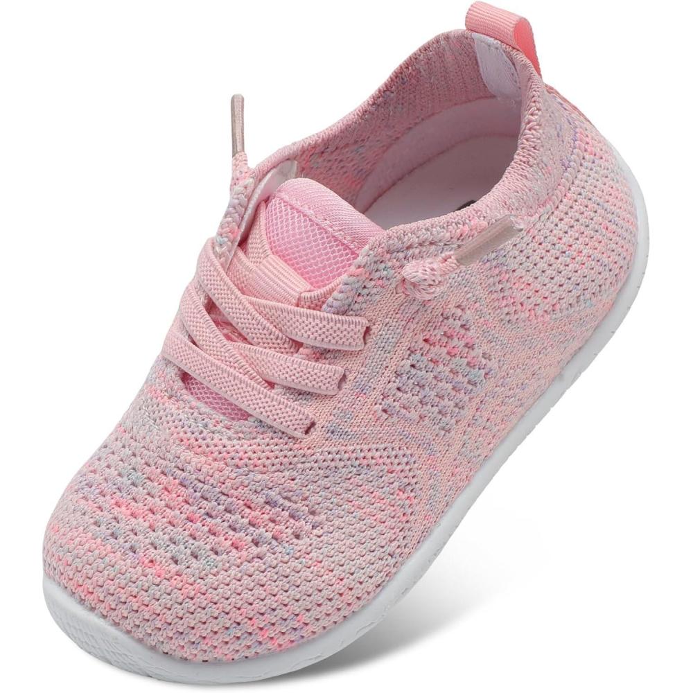 imageLRUN Toddler Barefoot Boys Girls Tennis Shoes Wide Summer School Walking Sneakers Baby First Walking ShoesPink Blend