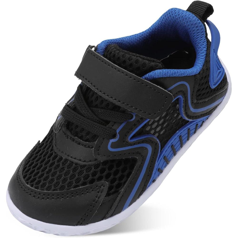 imageLRUN Toddler Sneakers Boys Girls Barefoot Summer Walking Shoes Toddler Boy Tennis Shoes Mesh LightweightBlack Navy