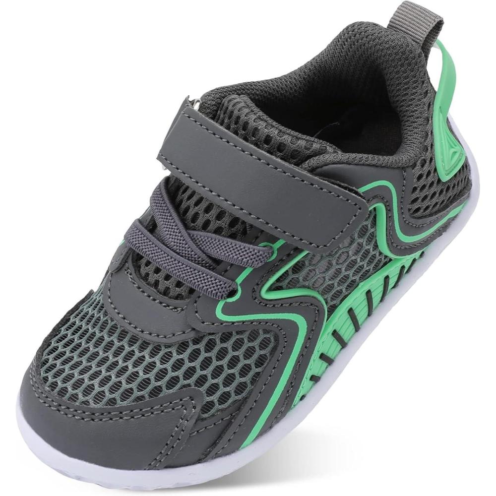 imageLRUN Toddler Sneakers Boys Girls Barefoot Summer Walking Shoes Toddler Boy Tennis Shoes Mesh LightweightDark Grey