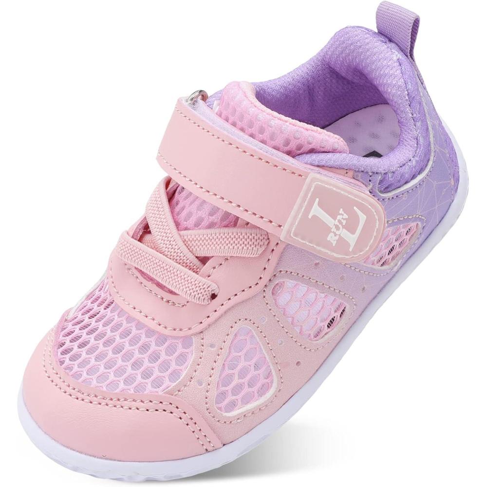 imageLRUN Toddler Sneakers Boys Girls Barefoot Summer Walking Shoes Toddler Boy Tennis Shoes Mesh LightweightG Pink Purple